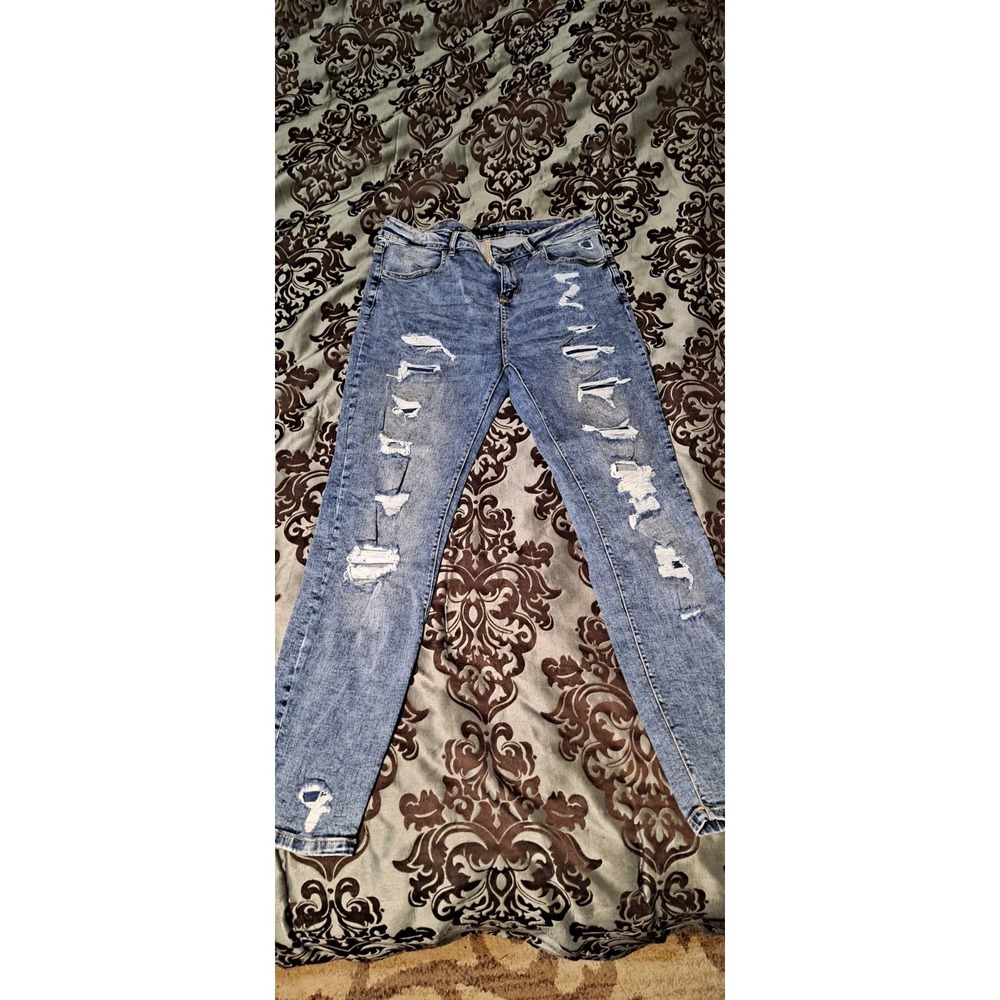 Blue Age Womens Jeans 15 Skinny High Waist Ripped Distressed Denim Pants Stretch